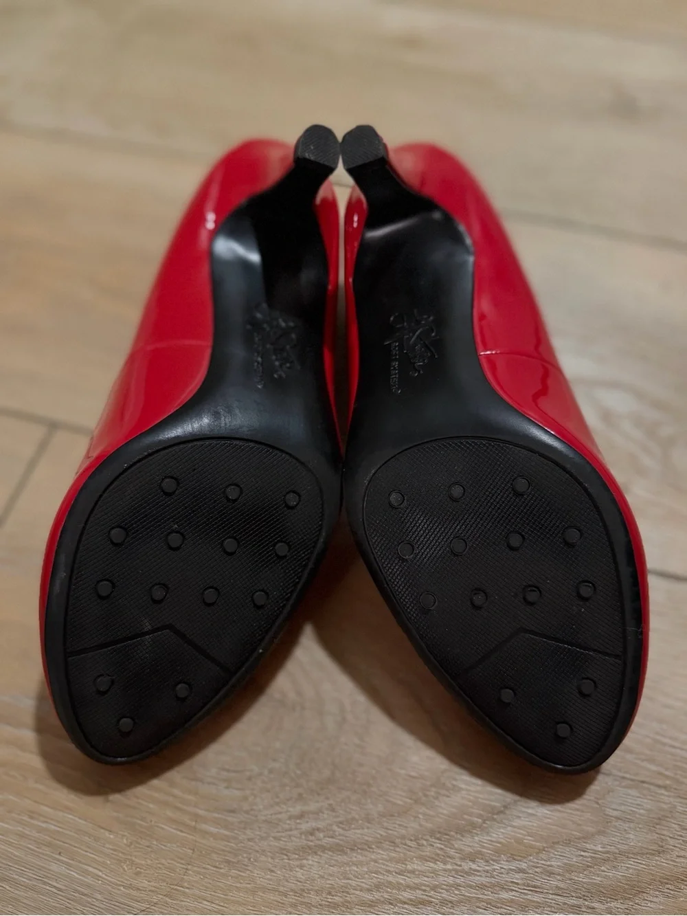 Life Stride Red Patent Round-Toe Pumps